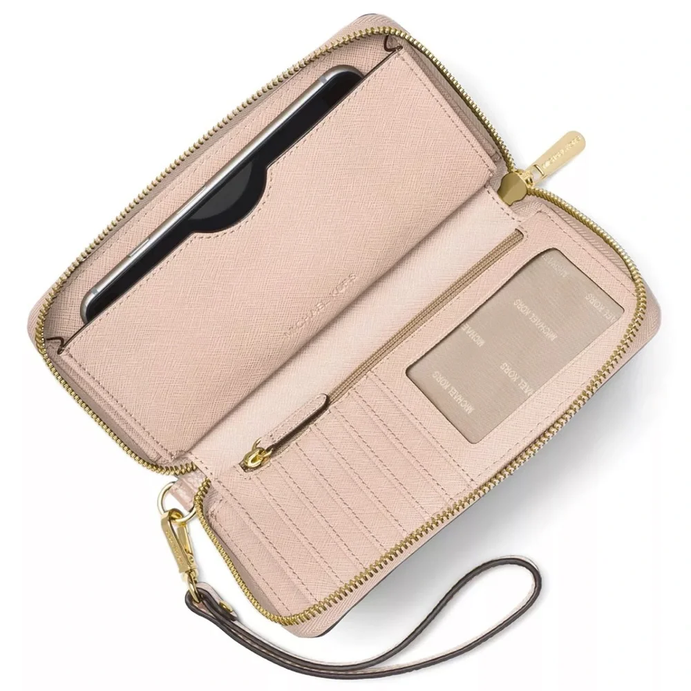 Michael Kors Jet Set Travel Large Flat Multifunction Phone Case Wristlet NWT